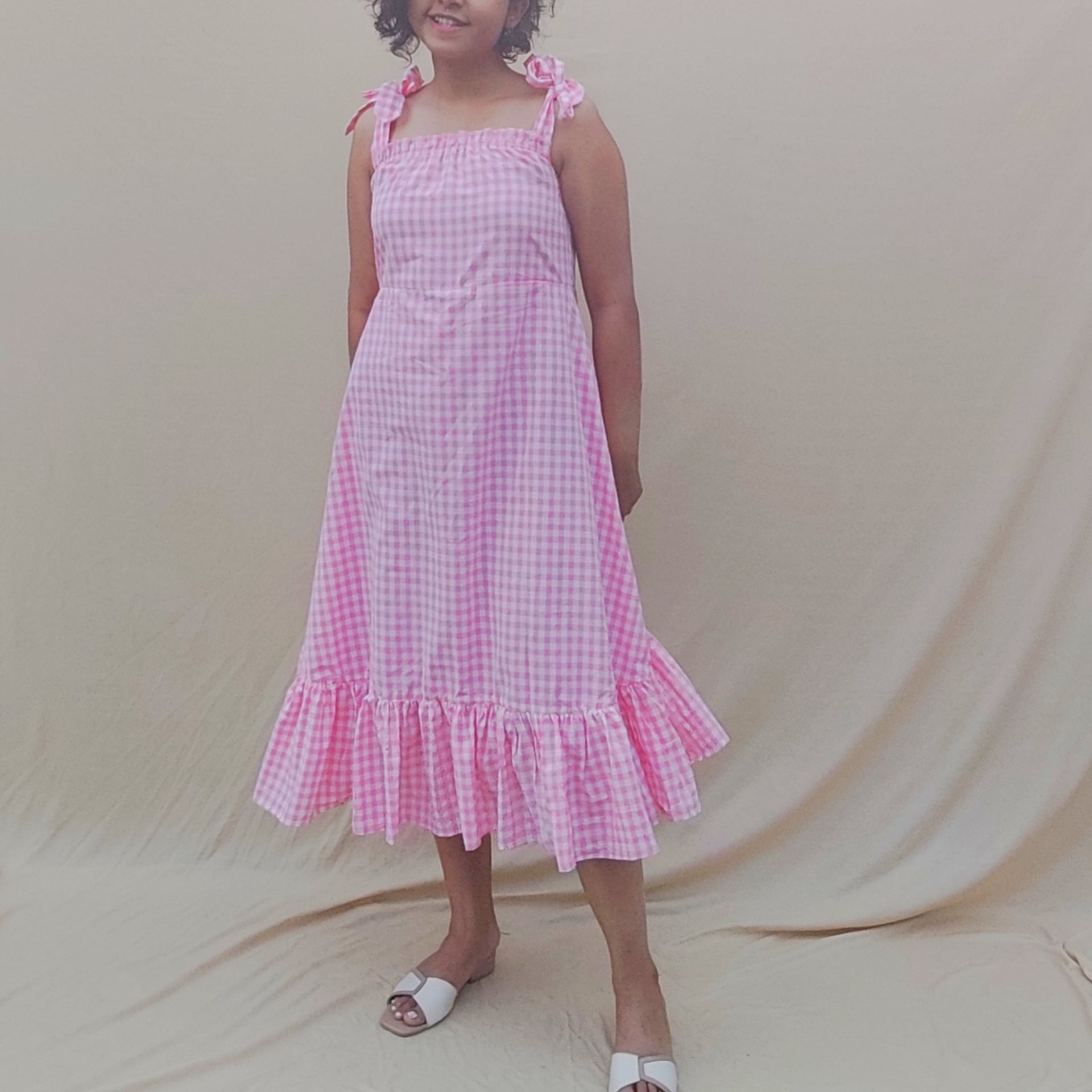 Eileen: Pink Tiered Midi Dress